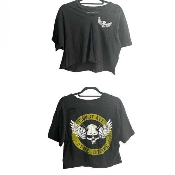 Risk it all The Drive Skull with Wings Vintage Crop Top size Large ☠️ - Picture 1 of 9